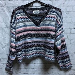 Croquet Club Cropped Sweater Acrylic Size Small